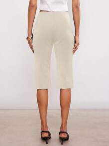 Hauture 女士夏季休闲办公室简约设计性感七分裤 - 卡其色 - 查看 4