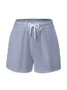 Jouncy Women's Summer Beverage Letter Print Short Sleeve T-Shirt And Striped Shorts Casual 2 Pieces Set