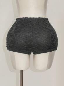 SHEIN ICON Pantaloncini mini aderenti e versatili di moda, sexy, per taglie forti da donna - Grigio Scuro - Visualizzare 3