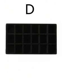 天鹅绒珠宝托盘，大容量珠宝收纳盒，带独立隔层，可堆叠珠宝展示架，可放置耳环、项链、手镯、戒指、发夹、发带等。 - 黑色 - 查看 28