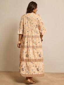 Freevana Abito casual da donna con stampa floreale all-over, adatto per vacanze, abbigliamento da insegnante, abiti eleganti da donna per il business casual, abiti casual da donna, abiti bohémien da donna, abiti lunghi da donna, abiti cottagecore, abiti lunghi floreali, abiti eleganti da festa, abiti da festa da donna, adatti per primavera/autunno, vacanze e appuntamenti, abiti da vacanza, abbigliamento da vacanza per donna, abiti bohémien