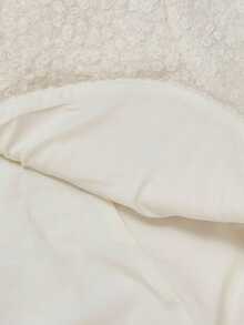 SHEIN MOD Chaqueta corta de peluche de moda con botones de perlas falsas y manga larga para mujer