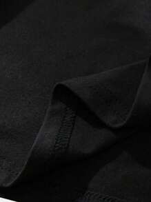 SHEIN Manfinity Dauomo 休闲时尚印花百搭夏季圆领短袖男士T恤 - 黑色 - 查看 5