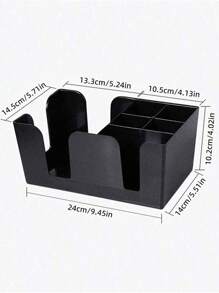 1pc Coffee Station Organizer, Capsule Coffee Storage Box, Lounge Bar Napkin And Straw Rack Dispenser, Suitable For Coffee Shop Or Milk Tea Shop, Coffee Accessories, Paper Cup Holder, Napkin Holder, Cuboid, Multi-Lattice, Party Cutlery Storage Box School Supplies - Black - View 11
