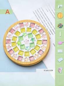 1set Diy Mosaic Coaster Material Kit For Parent-Child Activities, Girls' Toy, Handmade Diy Material