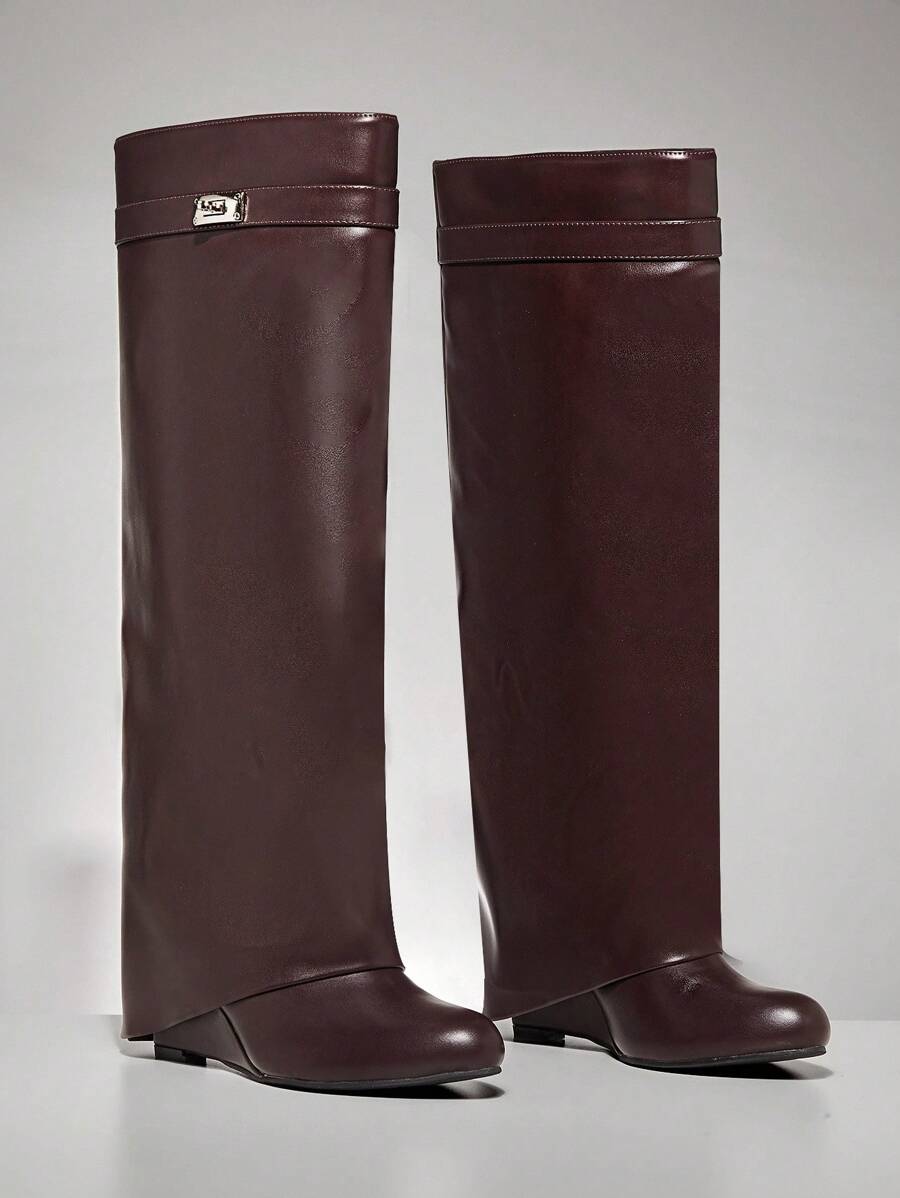 SHUZIA Giày bốt cao gót đế xuồng đế dày thoải mái hàng ngày cho nữ - Màu nâu Sô-cô-la - Xem 1