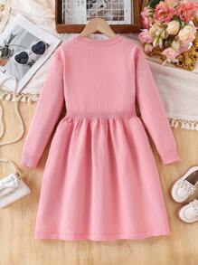 Sparklyn Tween Girl Fashionable Geometric Pattern Long Sleeve Knit Dress Girls Sweater Dress Pink Kids Dress Girls Pink Dress Girls Knit Dress Toddler Girl Sweater Dress Girls Dress Tween Dresses Fall Winter