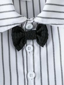 Souflis Souflis 3 件套男婴条纹长袖衬衫、华夫格裤和背心套装，优雅的服装组合，适合社交场合、聚会、派对、婚礼 - 彩色 - 查看 6