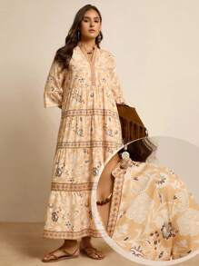 Freevana Abito casual da donna con stampa floreale all-over, adatto per vacanze, abbigliamento da insegnante, abiti eleganti da donna per il business casual, abiti casual da donna, abiti bohémien da donna, abiti lunghi da donna, abiti cottagecore, abiti lunghi floreali, abiti eleganti da festa, abiti da festa da donna, adatti per primavera/autunno, vacanze e appuntamenti, abiti da vacanza, abbigliamento da vacanza per donna, abiti bohémien