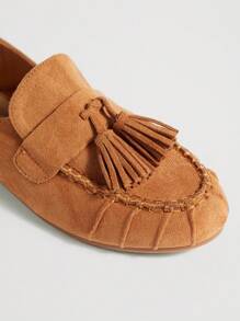 Solezae Ladies Suede Loafer With Tassels For Daily Wear - Camel - View 3