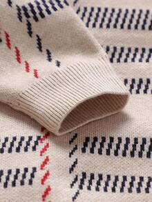 SHEIN 1 件卡其色婴儿连体衣，白色彼得潘领长袖休闲简约连体衣 - 卡其色 - 查看 4