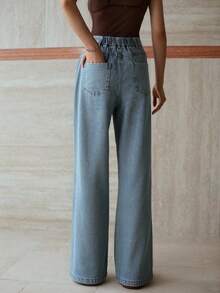 MOTF PREMIUM RHINESTONE STRAIGHT LEG JEANS - Blue - View 2