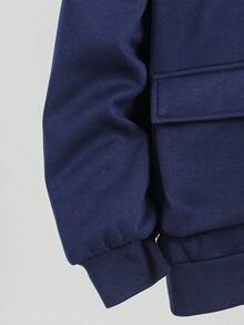 SHEIN Teens Boys' Casual Comfortable Versatile Thermal Lined Hooded Thick Jacket, Suitable For Fall Autumn And Winter Clothes Christmas And New Year Party Wear, Sporty Jogging Puffer Plush Jacket Coat Basic Wear Suitable For Commuting, School, Daily Casual, Travel, Outdoor Party, Sports - Blue - View 6