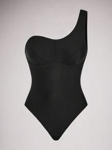 SuitURBody بدلة بنطلون أنثوية بحزام غير متماثل شفاف للكتف، لاغشاء الخصر ذات طراز كاجوال بسيط ومريح للنساء - الأسود - مشاهدة 1