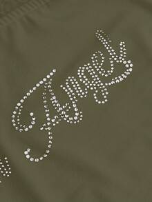 ROMWE Women's Rhinestone Embellished 2 In 1 Lace Trim Halter Neck Pleated Camisole