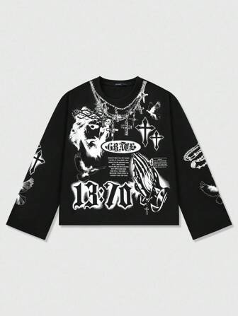 Goth T-shirt court surdimensionné imprimé pour hommes