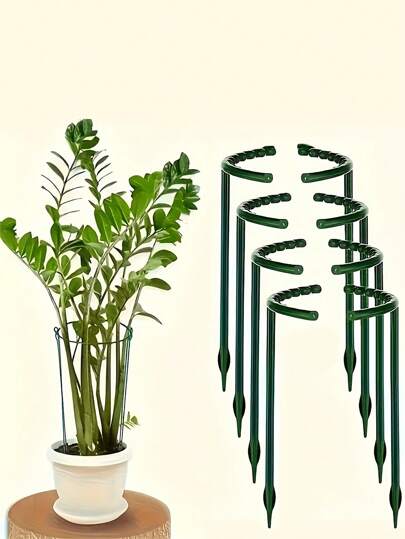 8-delars set, stödringar i plast för växter, lämpliga för växthus, halvcirkelformade fäststänger, lämpliga för inomhusblommor och klätterväxter, flexibla och justerbara bonsaiverktyg, lätt att justera höjden