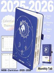 SHEIN 2025-2026 Planner Notebook Agenda English Inner Soft Leather Cover 204Sheets/408Pages Monthly/Weekly/Daily PlanerDairy Journal For Students Gifts Office&SchoolSupplies Stationery Christmas New Year Gifts