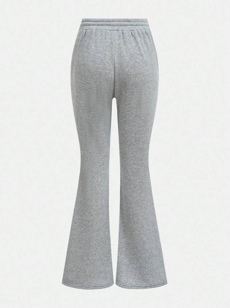 Girlism Teen Girls Casual Solid Color Flared Knit Sports Pants