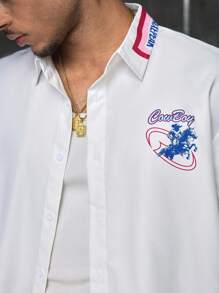AXEPEAK Camisa de manga corta con estampado gráfico casual y retro estadounidense, diseño de corte holgado y versátil para hombres - Multicolor - Ver 4