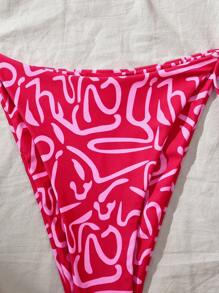 Swim Mod Set de 2 piezas Bikini con estampado aleatorio y escote halter para mujer, para el verano - Multicolor - Ver 5
