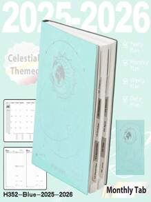 SHEIN 2025-2026 Planner Notebook Agenda English Inner Soft Leather Cover 204Sheets/408Pages Monthly/Weekly/Daily PlanerDairy Journal For Students Gifts Office&SchoolSupplies Stationery Christmas New Year Gifts