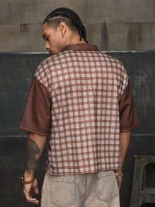 AXEPEAK 男士格子短袖休闲通勤 Polo 衫 - 彩色 - 查看 2