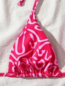 Swim Mod Set de 2 piezas Bikini con estampado aleatorio y escote halter para mujer, para el verano - Multicolor - Ver 6