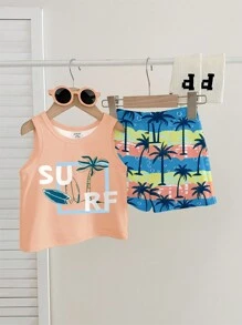 SHEIN Conjunto informal suave y cómodo para bebé niño, adecuado para primavera/verano - Multicolor - Ver 4