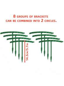 8 件套，塑料植物支撑环，适用于温室花园，半圆形固定杆，适用于室内花卉和攀缘植物，灵活可调节的盆景工具，易于调节高度