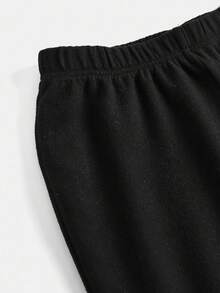 Girlism 少女高腰厚款柔软喇叭紧身裤，健身瑜伽裤，休闲，冬季 - 黑色 - 查看 4