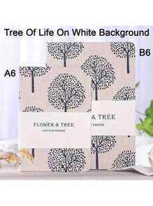 SHEIN 264 页，亚麻布精装 B6/A6 笔记本，配有 100gsm 优质纸张、内袋、粗花、生命之树返校 - 彩色 - 查看 17