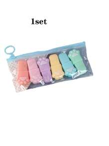 6pcs/Set Cute Cartoon Highlighter Pen Mini Fluorescent Pen Student Drawing Watercolor Pen Set