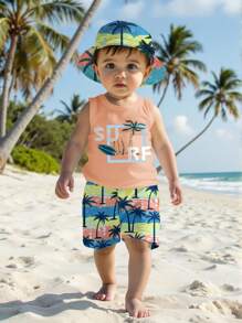 SHEIN Conjunto informal suave y cómodo para bebé niño, adecuado para primavera/verano - Multicolor - Ver 1