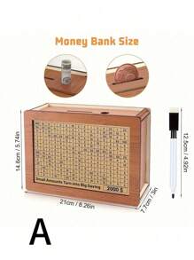 1pc Creative Wooden Piggy BankWooden Crafts Household Items,Rustic Wooden Numbered Money Box With Coin Counter Money Box,Office Supplies For Desk - Multicolor - View 11
