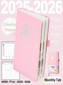 SHEIN 2025-2026 Planner Notebook Agenda English Inner Soft Leather Cover 204Sheets/408Pages Monthly/Weekly/Daily PlanerDairy Journal For Students Gifts Office&SchoolSupplies Stationery Christmas New Year Gifts