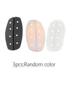SHEIN Clips de tirantes de silicona para sujetadores, color nude/blanco/negro, almohadillas para los hombros antideslizantes, protector de tirantes de sujetador suave e invisible (con agujeros)
