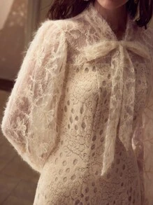 MOTF PREMIUM 系带透明拉链连衣裙 - 卡其色 - 查看 4