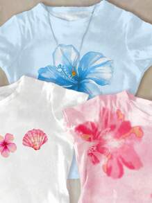 3 件套 Tween 女童修身休闲舒适圆领紧身长袖 T 恤，适合夏季 - 彩色 - 查看 5