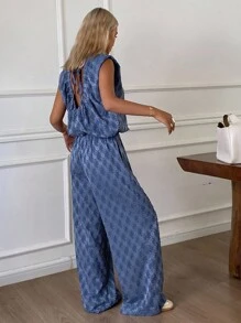 Livesso Autumn New Back To School Loose Casual Two Pieces Set For Women Lounge Sets For Women - Blue - View 4