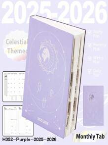 SHEIN 2025-2026 Planner Notebook Agenda English Inner Soft Leather Cover 204Sheets/408Pages Monthly/Weekly/Daily PlanerDairy Journal For Students Gifts Office&SchoolSupplies Stationery Christmas New Year Gifts