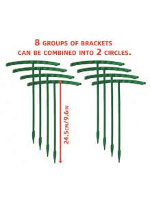 8 件套，塑料植物支撑环，适用于温室花园，半圆形固定杆，适用于室内花卉和攀缘植物，灵活可调节的盆景工具，易于调节高度