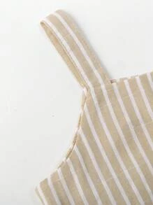 SHEIN Vintaside Kids 年轻女孩条纹荷叶边吊带背心和裤子