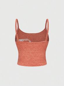 ROMWE Women's Jacquard Knit Camisole, Spring/Summer - Orange - View 2