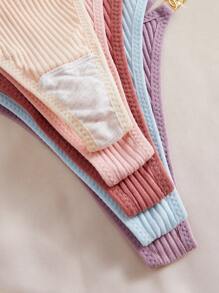 Eraneu 5件套女士简约多色丁字裤，适合夏季 - 彩色 - 查看 4