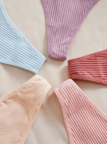 Eraneu 5件套女士简约多色丁字裤，适合夏季 - 彩色 - 查看 6