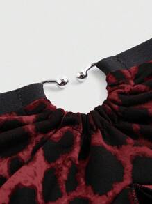 ROMWE Grunge Punk Y2K Gyaru 时尚女式豹纹蕾丝下摆短款抹胸 - 紅色 - 查看 3