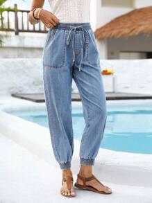 Breezaya Quần Jogger cạp rút dây giặt thường ngày cho nữ - Rửa nhẹ - Xem 6