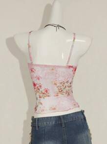 SHEIN ICON 女士休闲荷叶边印花吊带背心