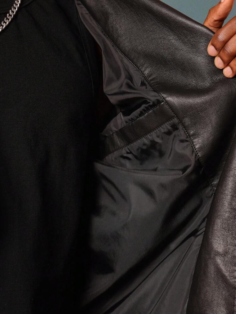 SUMWON Premium Motorcycle Style Biker Jacket Distressed Vintage Look Racing Moto Coat Zippered Multi Pocket Design All Season Fashion Statement Outerwear